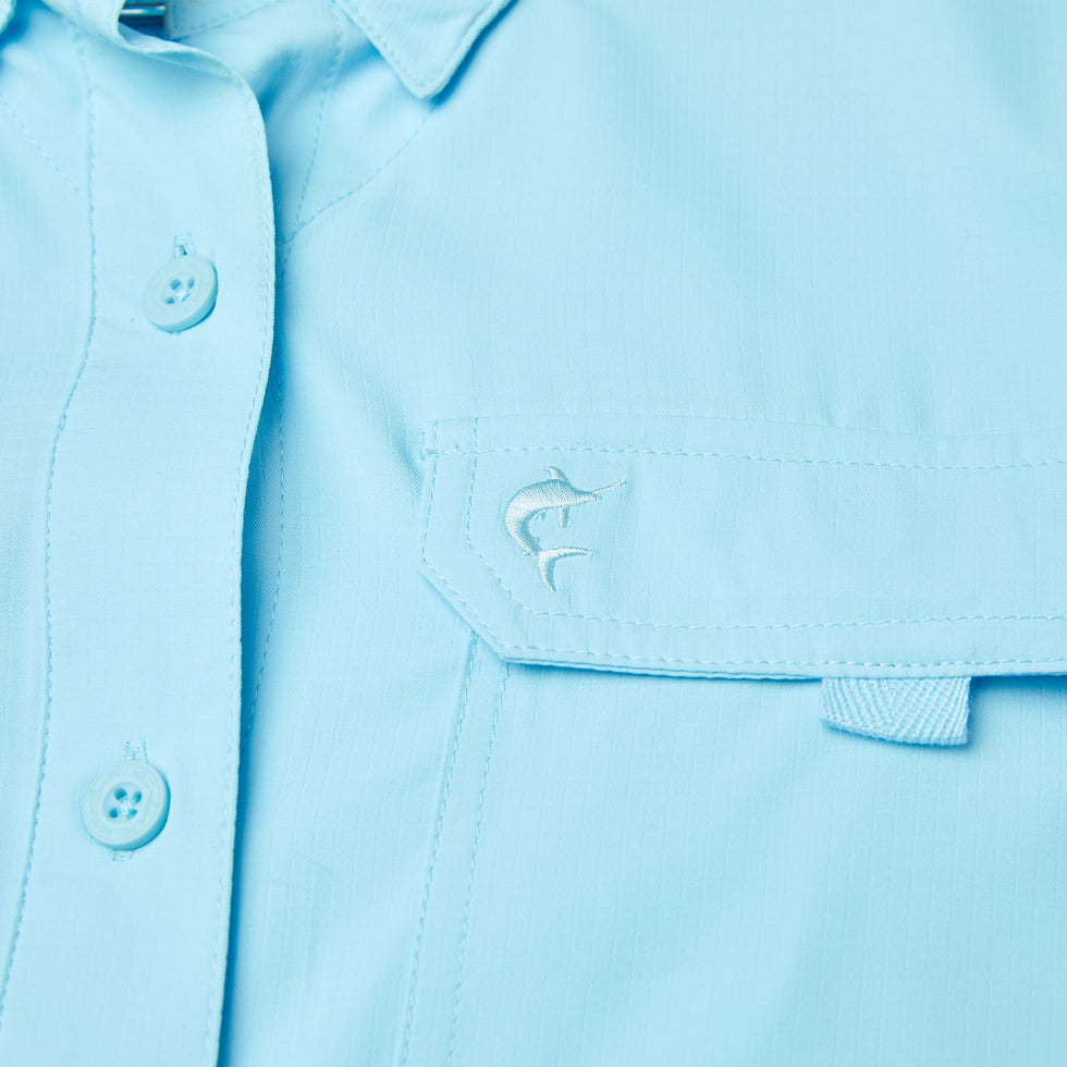 KEYS SS FISHING SHIRT SOLID TAHITI BLUE