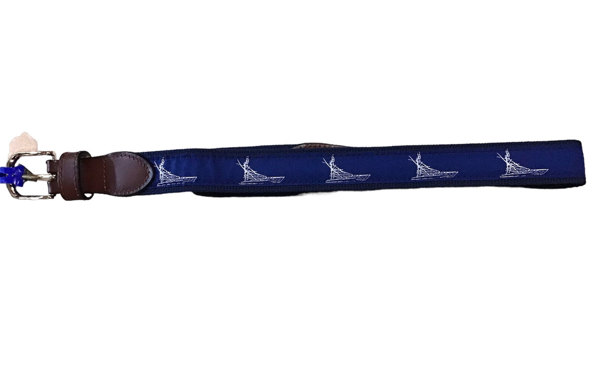 ADDICT LEATHER/BOAT BELT NAVY