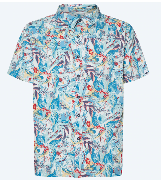 TROPICAL PRINT HYBRID TECH BUTTON DOWN