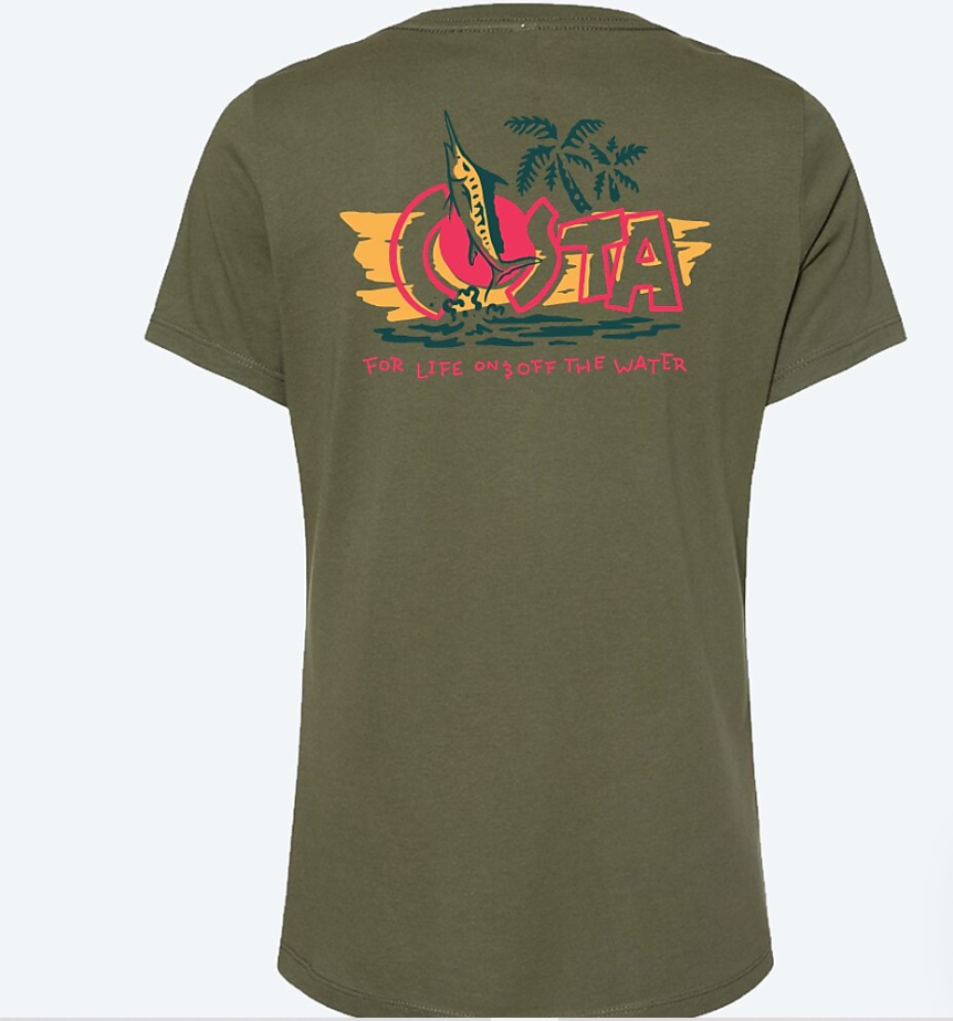 GNARLY MARLIN F MILITARY GREEN T SHIRT