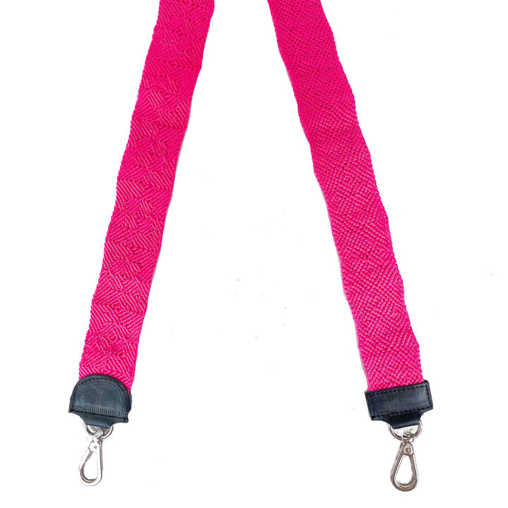 MARIA VICTORIA SOLID HOT PINK BLACK LEATHER STRAP